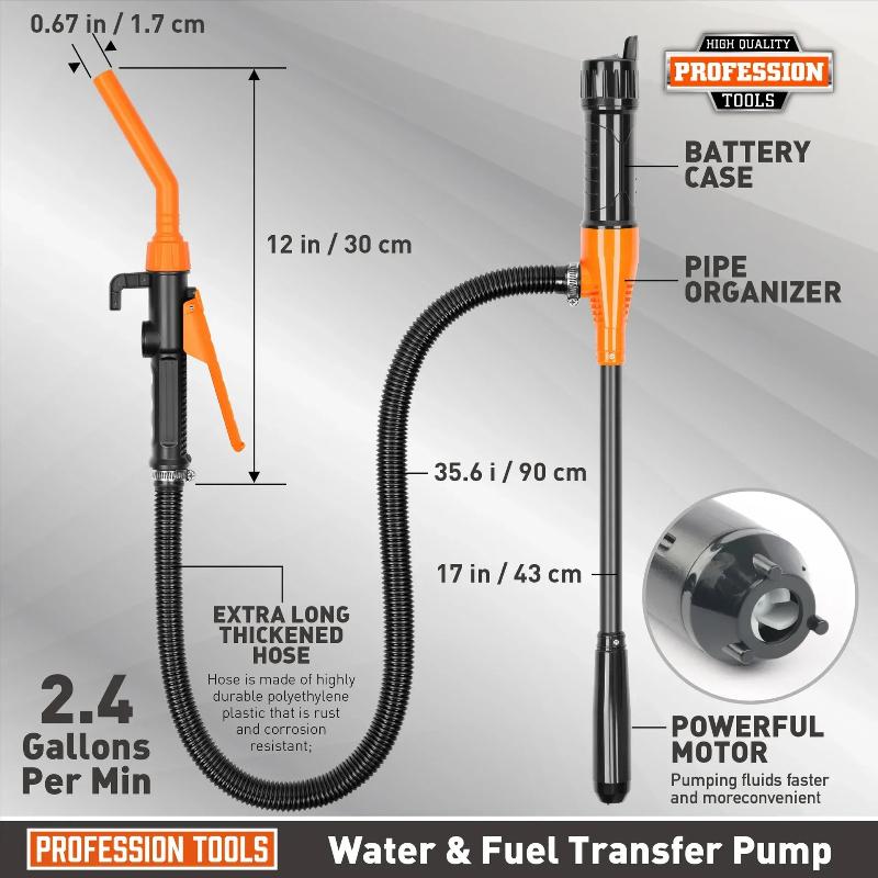 Benzinli Araçlar İçin Elektrikli Transfer Pompası Taşınabilir Pil Güçlü Transfer Pompası Ekipmanı Yakıt Yağı Benzin Su Petrol İçin Tabancalı Ağızlı