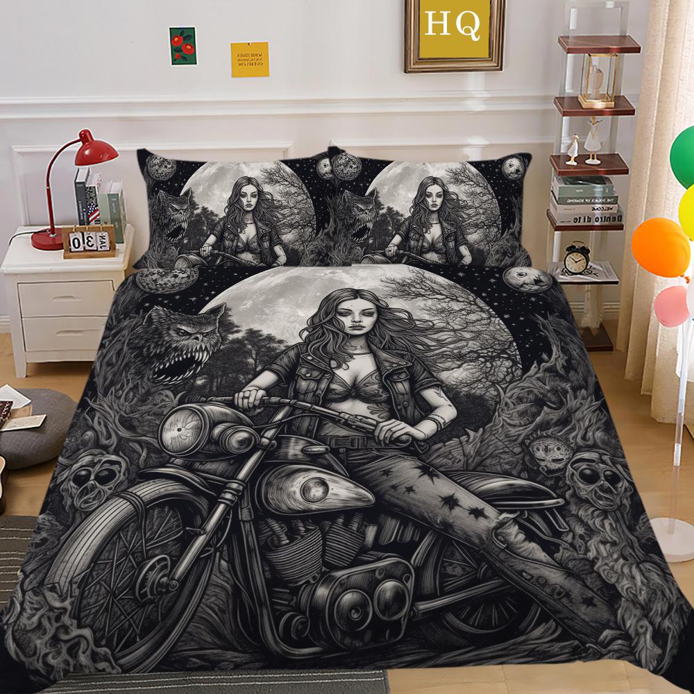 Beauty Skull bedrucktes Trösterbezug-Set, Doppelbettgröße, Mikrofaser-Tagesdecken, modische, hochwertige Heimtextilien