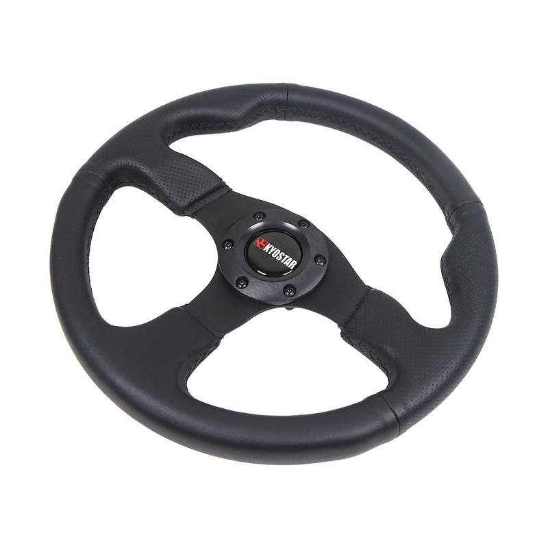 13 Inch 330mm Flat Bottom Leather Racing Car Steering Wheel for Performance Driving Experience