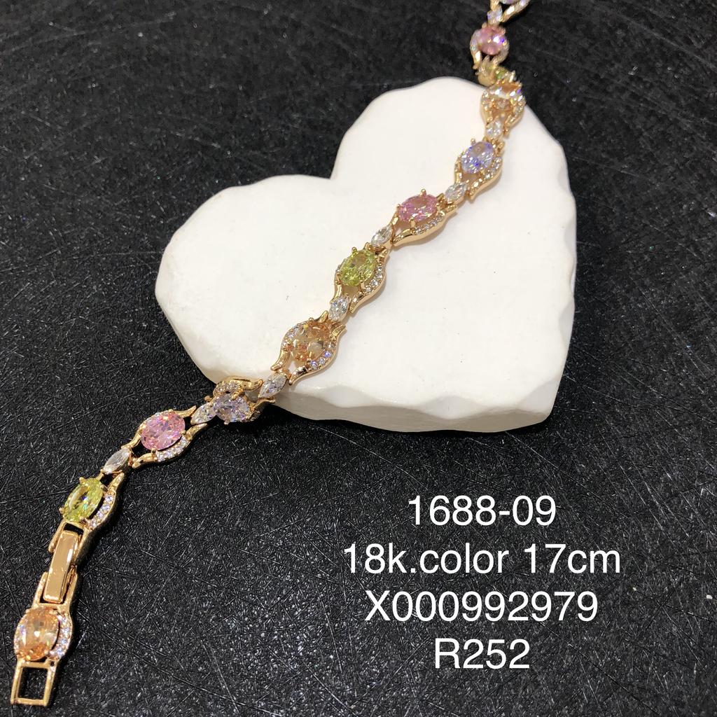 XUPING Jewelry Iced Out Synthetic CZ Colorful Gemstone Artificial Stone Clasp Gold Color Plated Pink Women Heart Tennis Bracelet