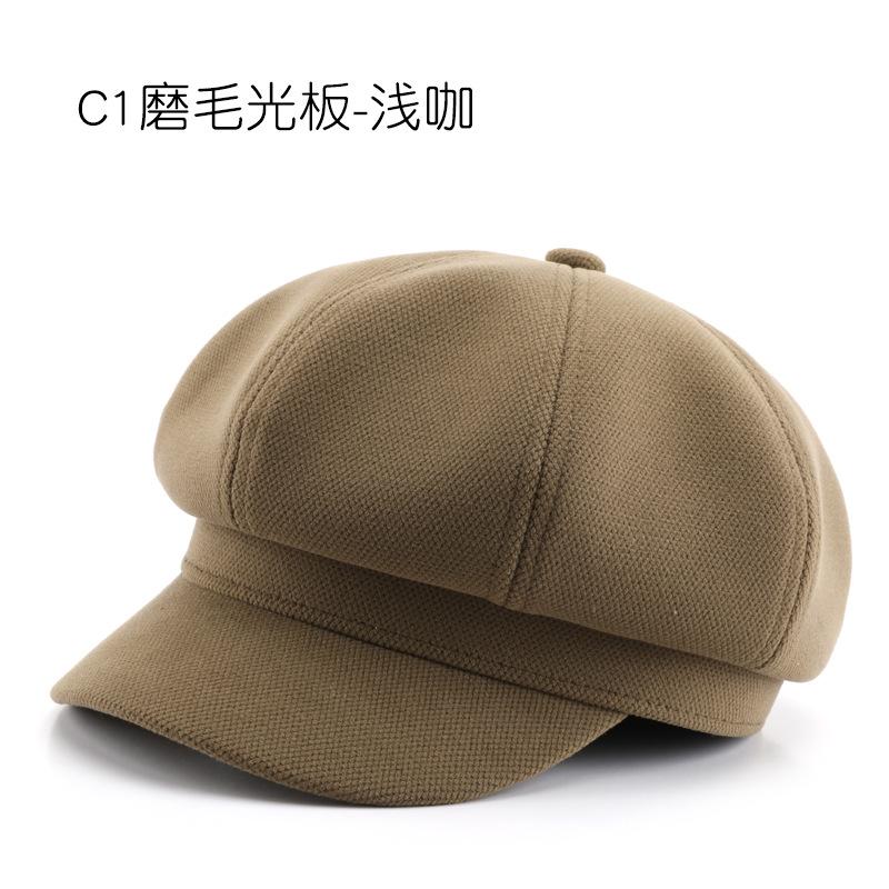 Hat autumn and winter polished solid color light board painter hat outdoor travel warmth sunscreen sunshade octagonal hat