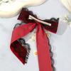 Sweet Cool Heart Lace Bowknot Hair Clip Handmade Silk Ribbon Comfortable Secure Barrettes For Women Black Red White