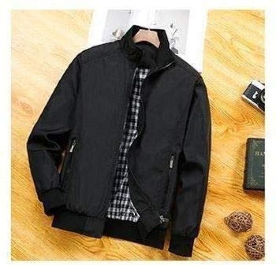 Military Color Blouson Zip Jumper Outdoor Colorful Lining Check Long Sleeve Jacket Jacket Short Coat Jumper Thin Simple Jumper Zip Up Light Outerwear