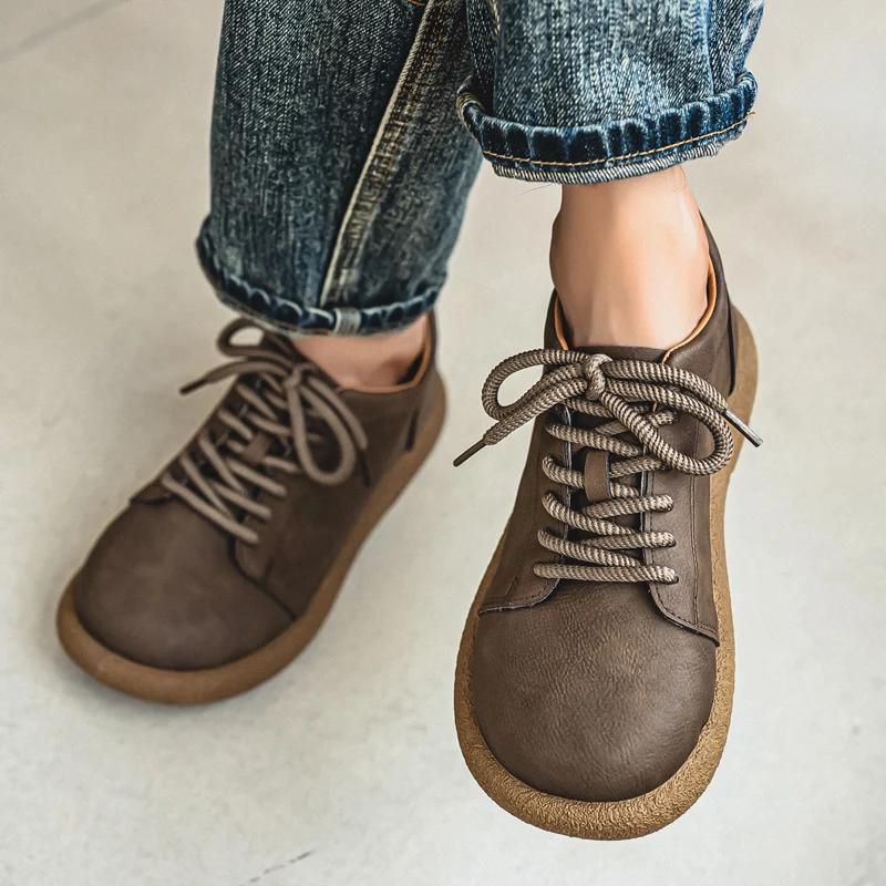 Men's Casual Shoes Comfortable Retro Men's Leather Casual Shoes Men's Fashion Retro Flat Boots for Men Shoes