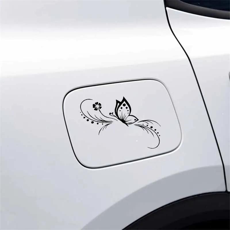 14cm*12cm Autoaufkleber Schmetterling BlumeDekoration Florale KunstAbziehbild Schwarz/Silber Aufkleber Auto Zubehör Produkte Autos Für