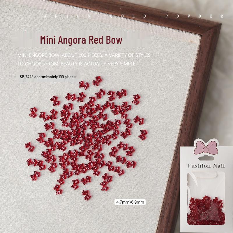 

Ancola 100-Piece Red Bowknot Resin Nail Art Decorations