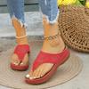 Summer large size toe wear beach sandals flat bottom thick bottom slope heel slippers women