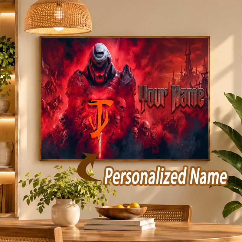 Custom Name DOOM Slayer 5D Diamond Painting Personalized Full Drill Diamond Art Kit Gift