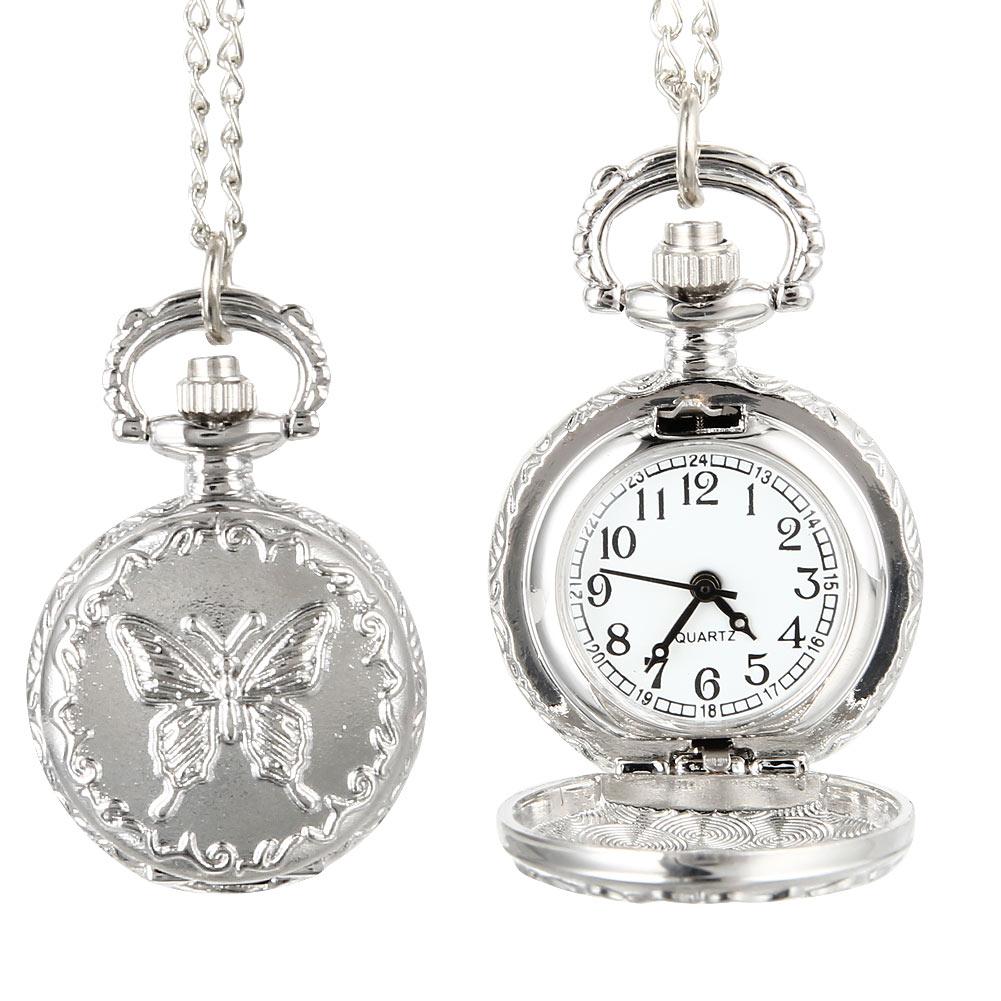 Vintage Pocket Watch Bronze Color Quartz Watch Cool Chain Hollow Love Heart Watches Necklace Pendant Gifts For Women Man