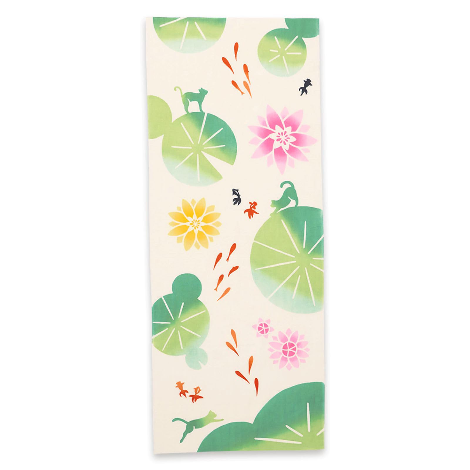 

Миямото Кенэма Окрашенный Тэнугуи Ручной Золотая рыбка и Вода 35 x 90 см Полотенце, Лилии, 50213, Прибл. бежевый