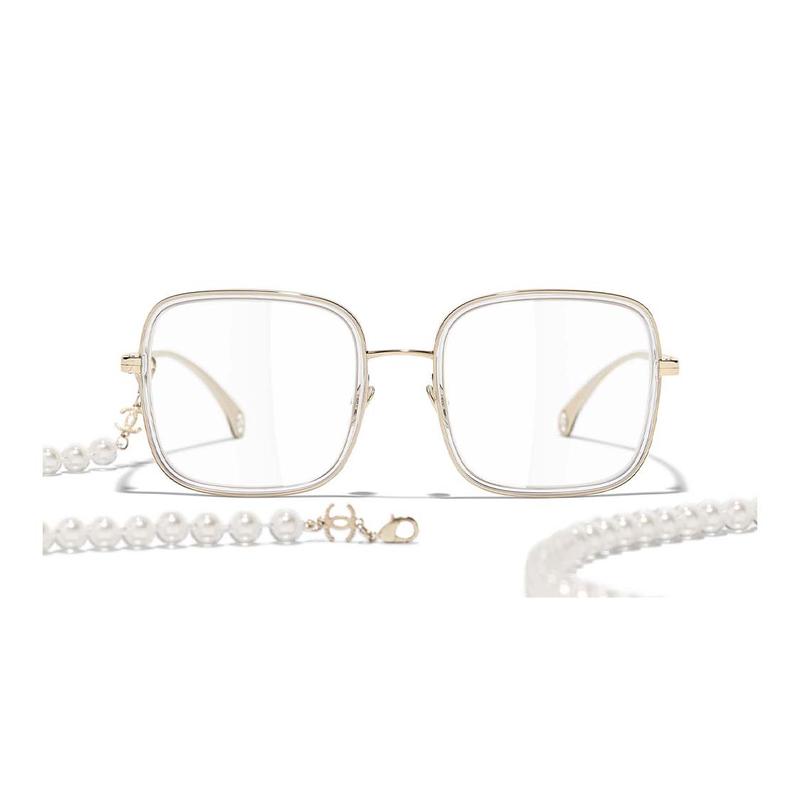 CHANEL trendy square frame with chain decoration, plate and metal, square sunglasses, women's style
