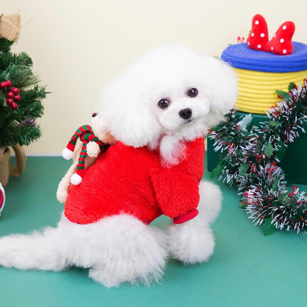 Hund Weihnachtskostüm Niedlicher Bär Warmer Mantel Weihnachts-Hundekostüm Für Kleine/Mittlere/Große Rassen Geburtstag Feiertag Kaltes Wetter Winter