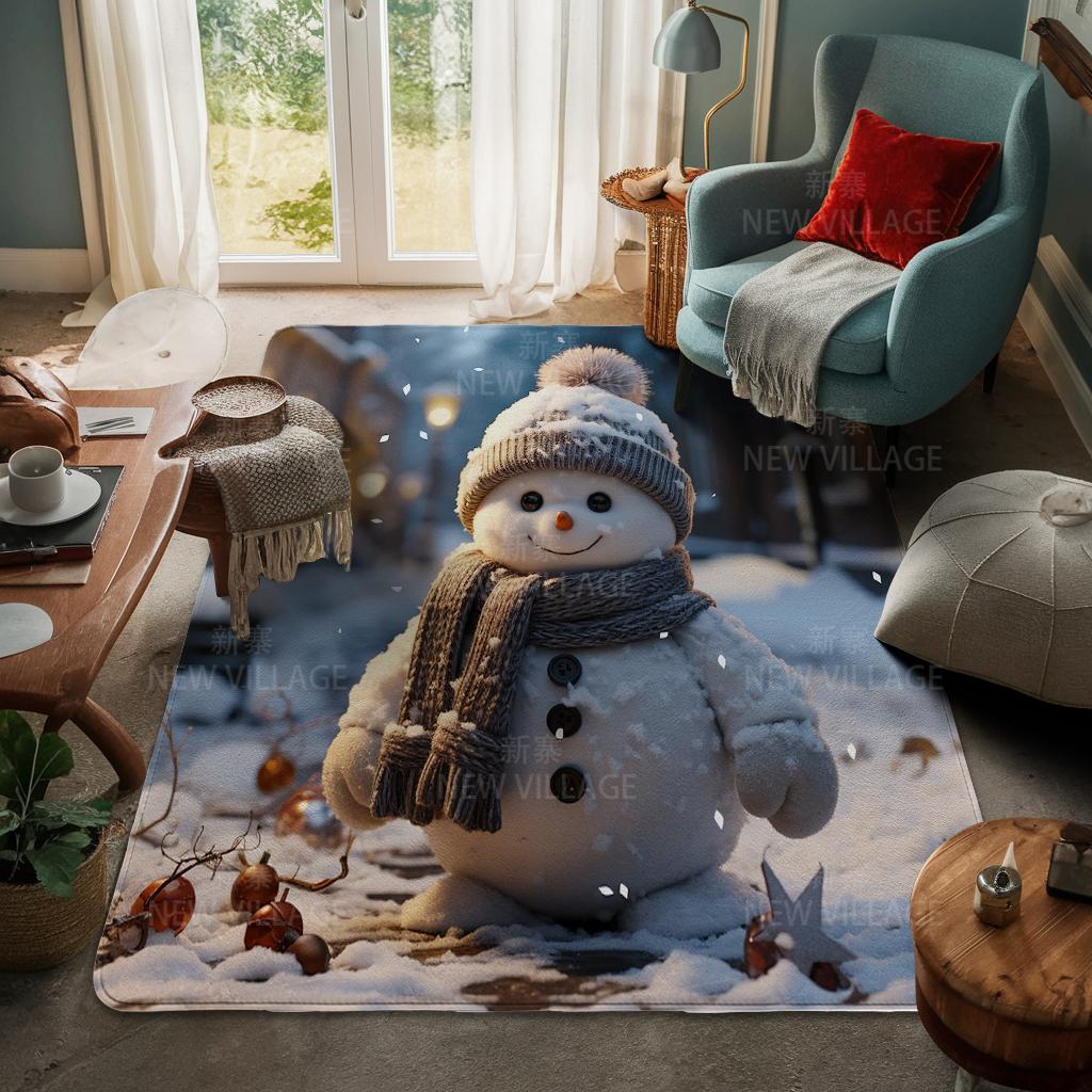 House Entrance Carpet Home Door Mat Living Room Bath Foot Bathroom Non-slip Water Absorption Rugs Bath Merry Christmas Winter