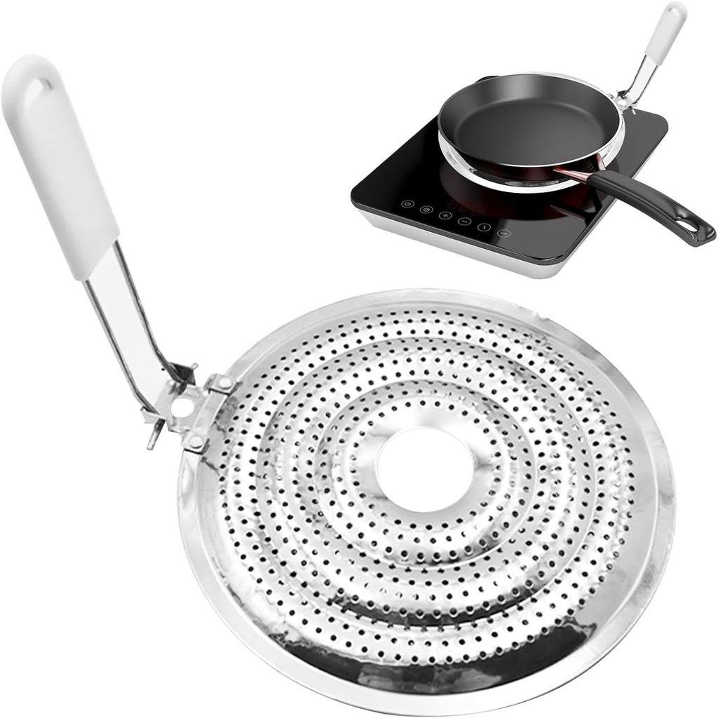 Heat Diffuser,Stainless Steel Heat Diffuser With Cool Touch Handle for Gas and Electric Stove Induction Cooktop Compatibility Simmer Plate Even