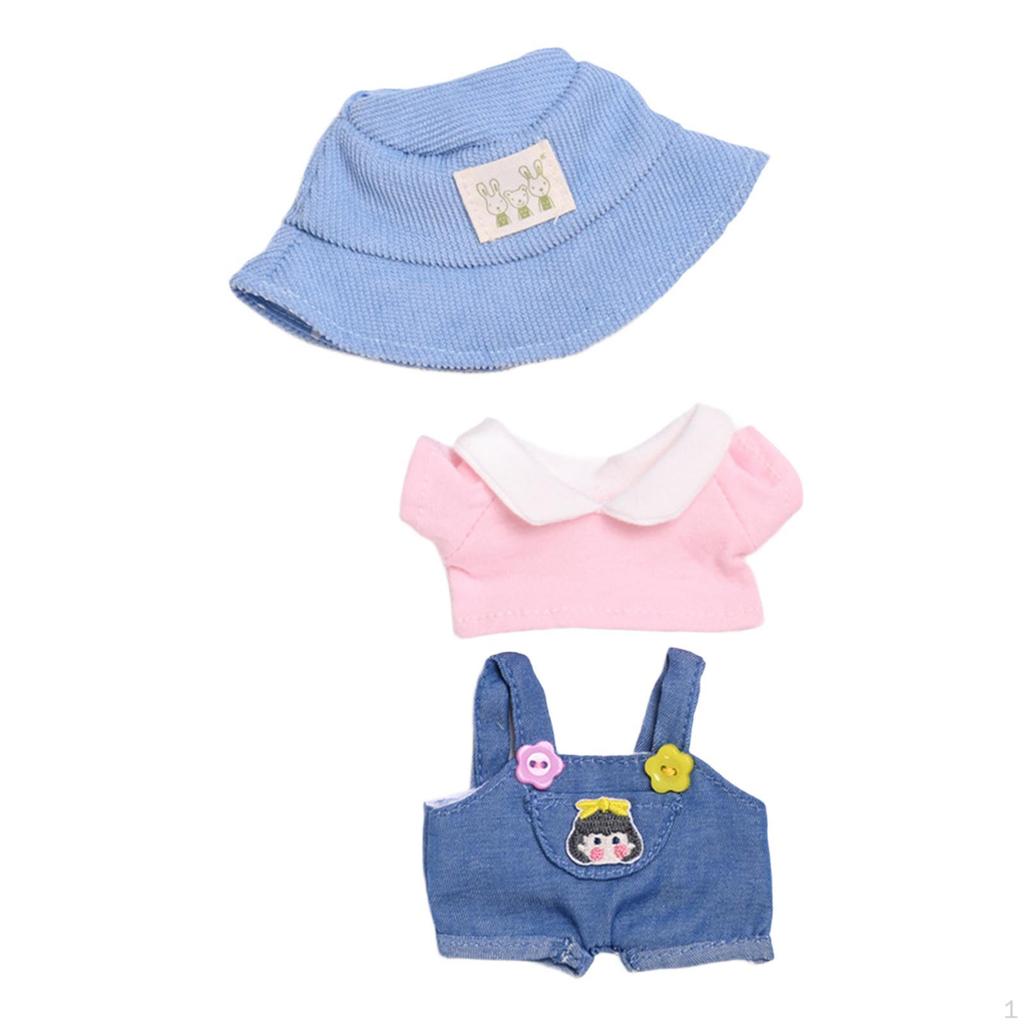 Doll Clothes for 15cm Plush Dress Up with Hat DIY Fashion Clothing Style A