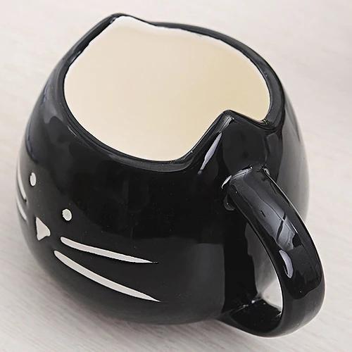 Keramik Süße Katzen Tassen mit Löffel Kaffee Tee Milch Tier Tassen mit Griff Schwarz und Weiß Paar Tasse 400ml Trinkgeschirr Schöne Geschenke