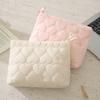 Quilted Floral Cosmetic Bag Women Men Portable Zippered Makeup Organizer In Candy Colors