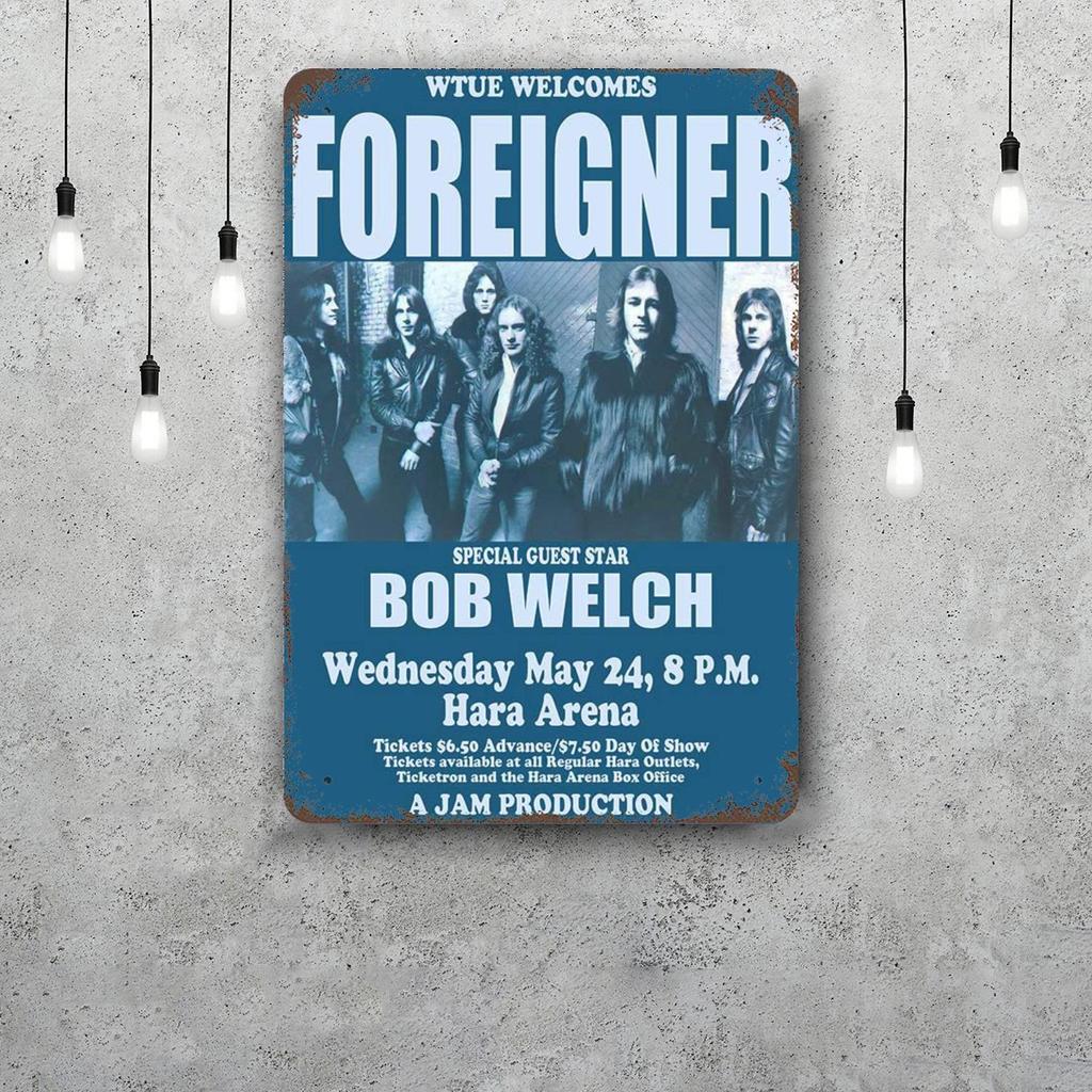 Foreigner Band Retro Vintage Tin Sign Poster Decorative Plaque Metal Plate Wall Decor