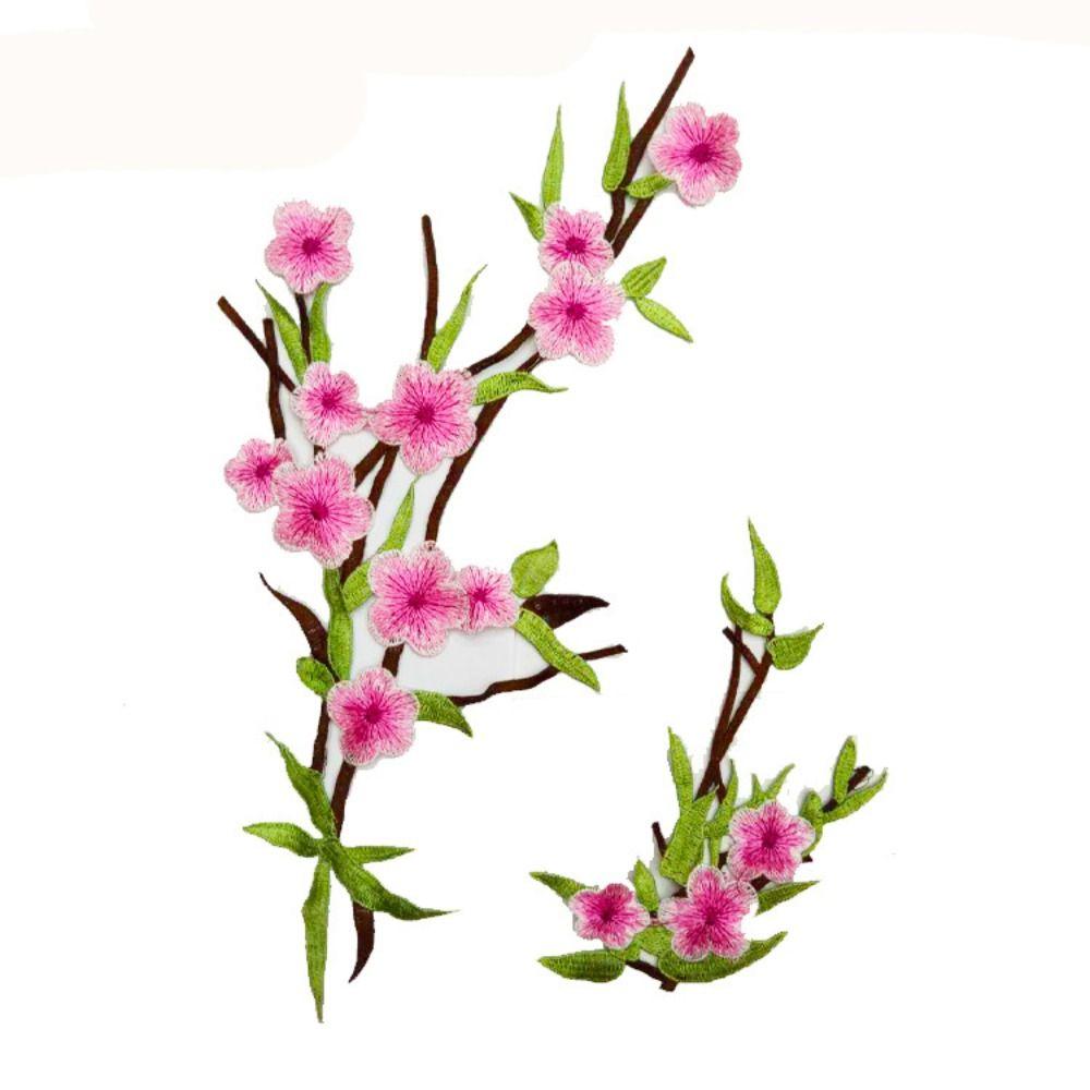 

2 шт. Аппликации для одежды «Цветущая слива», Изысканные нашивки для одежды, Вышитые цветы, Шитье розовый