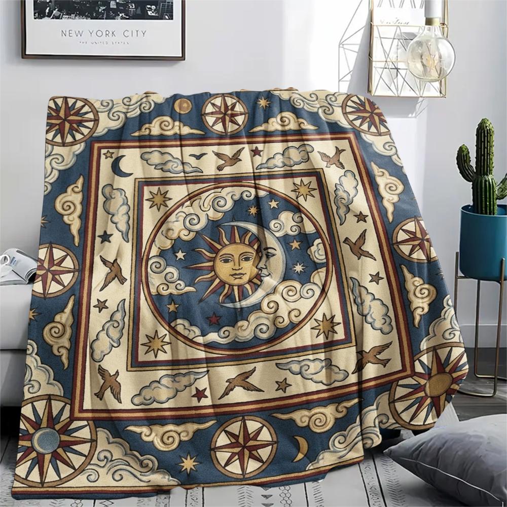 1Pc Sky Print Flannel Blanket, High Quality Comfortable for All Seasons, Home Decor, Warmth and Comfort, Perfect for Christmas Gifts W162