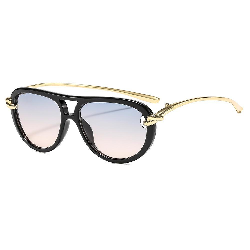 New Fashionable Rope Knot Double-Bridge Metal Sunglasses Women's INS Style Outdoor Street Style UV-Protective Sunglasses