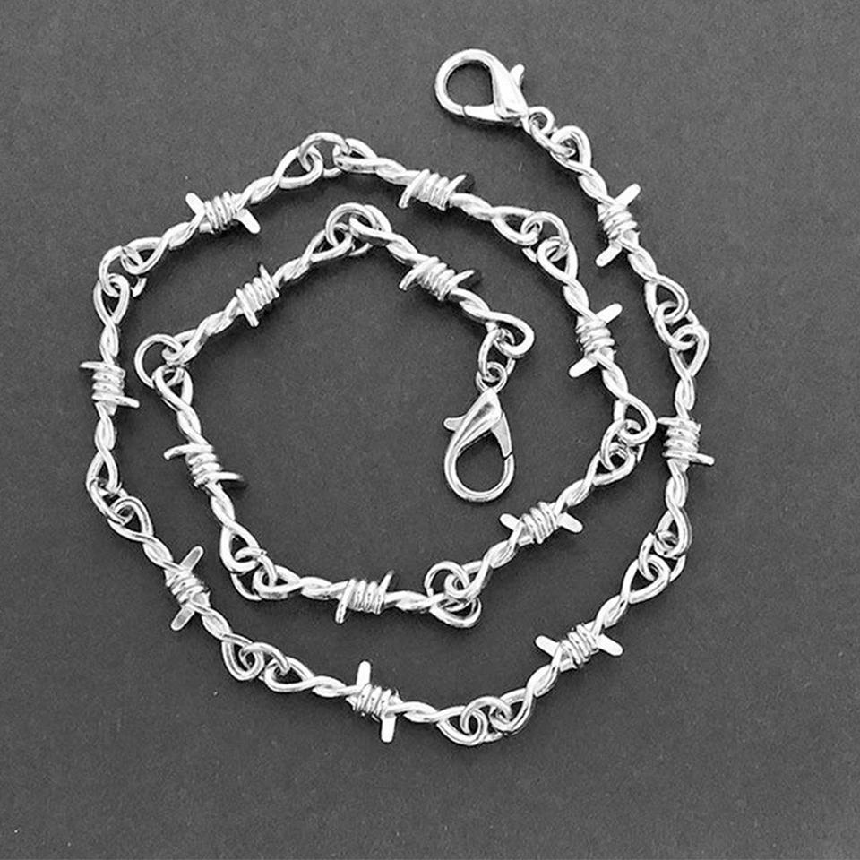 ZAKOL Fashion Iron Unisex Choker Necklace Women Hip-hop Gothic Punk Barbed Wire Little Thorns Chain Choker Zircon Gifts