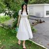 Summer 2026 New Waist Niche Women's Dress Bubble Sleeve Temperament Skinny Dress Over Knee Medium and Long Skirt