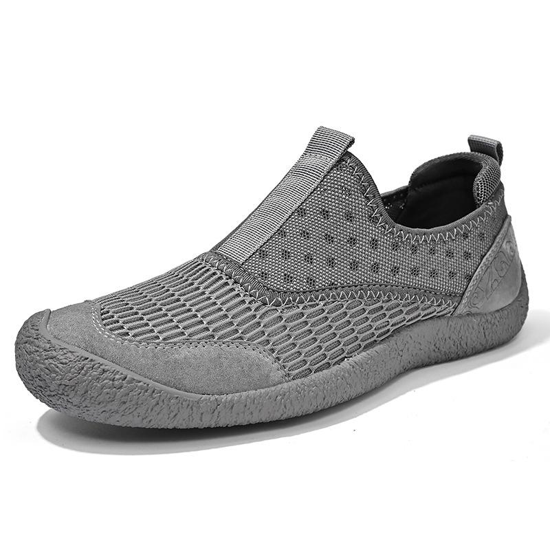 Mesh shoes men's 2025 summer new mesh breathable casual shoes one pedal non-slip bag head outdoor sports men's shoes