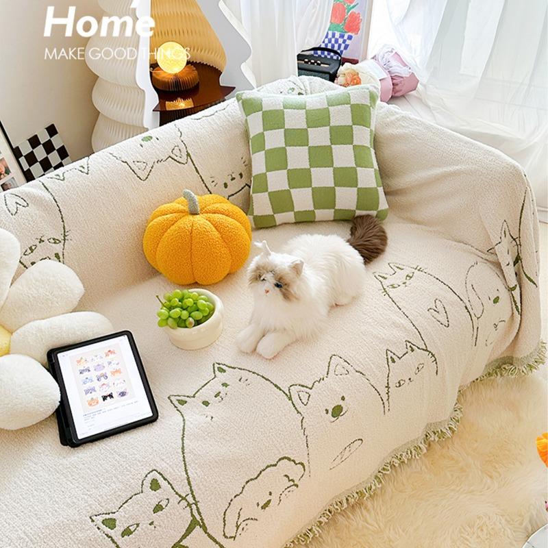 Modern Chenille Sofa Cover Entire Season Universal Simple Design Dual-sided Cat-proof Sofa Blanket Cover for Home Decor