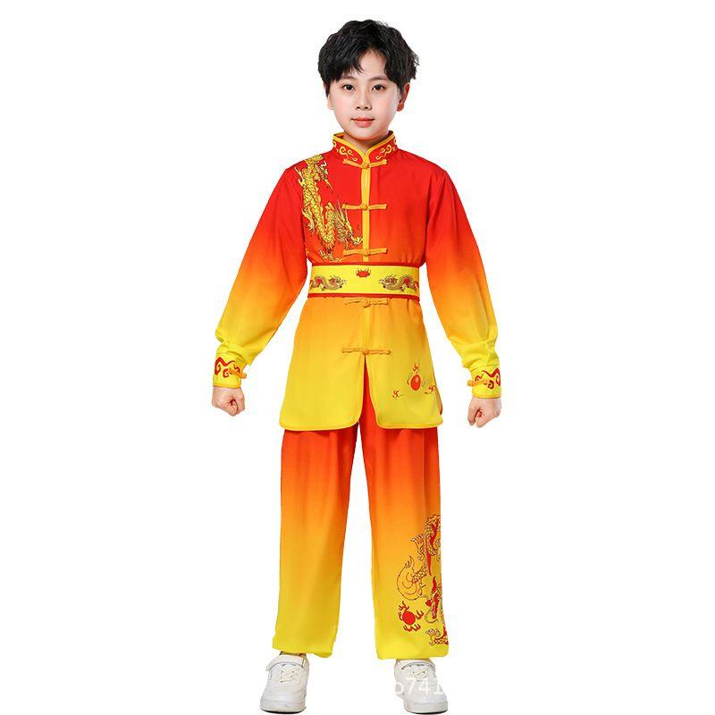 Kids Martial Arts Performance Costume Drumming Competition Performance Wear Chinese Kung Fu Competition Practice Training Wear Tai Ji Suit Suit