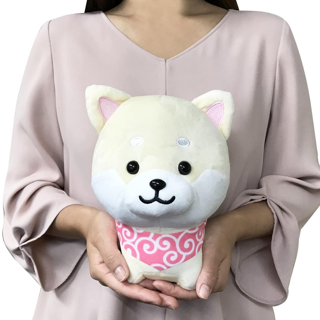 Traveling Mameshiba Mascot Shiba Soothing Cushion, Cute, Squishy, Fluffy, Inu, Mameshiba, (White, Mameko/Size L)