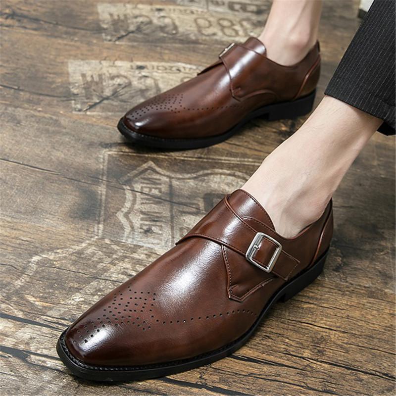 Nowe czarne brązowe mokasyny typu monk strap Projektant Męskie Szpiczaste Wsuwane Buty Codzienne Obuwie na Wesele Homecoming Zapatos Hombre
