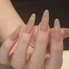 24Pcs Long Stiletto Almond Pure Color False Nails with Glue Simple Fake Nails Press on Nails Full Cover Artificial Nail Tips