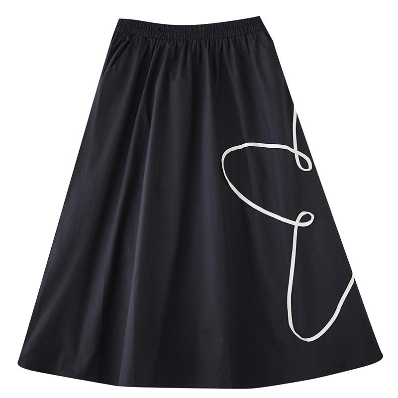 Black Cotton Plus Size High Waist Vintage Spring Autumn Casual Loose Long for Woman Skirts Womens Skirt