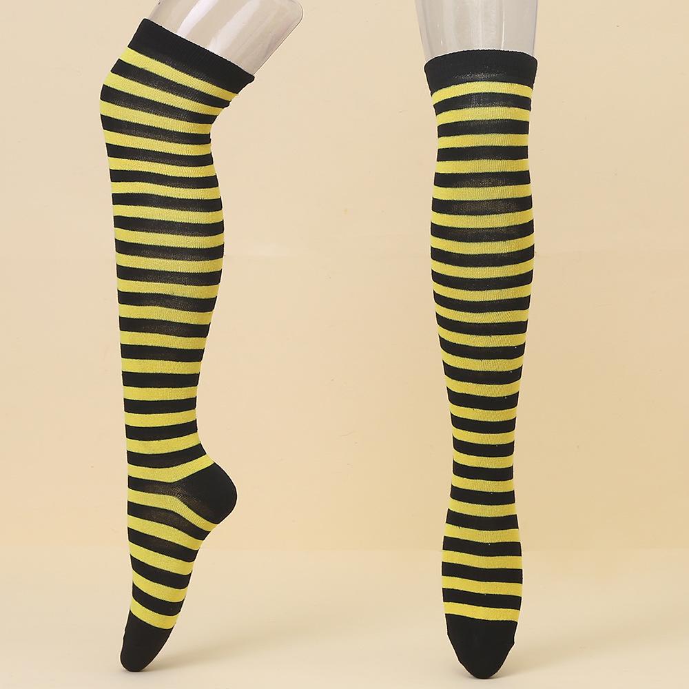 European & American Halloween Christmas Striped Over-the-Knee Socks for Women's Cosplay