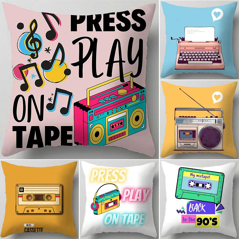 

45x45 см Радиолента Печать рисунка zhsh Наволочка Музыкальная комната Декоративная наволочка Диван Сиденье Домашний Декоративный Чехол Подушки