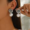 Fashion Alloy Flower Stud Earrings Fulok Pearl Earrings Light Luxury Premium Earrings