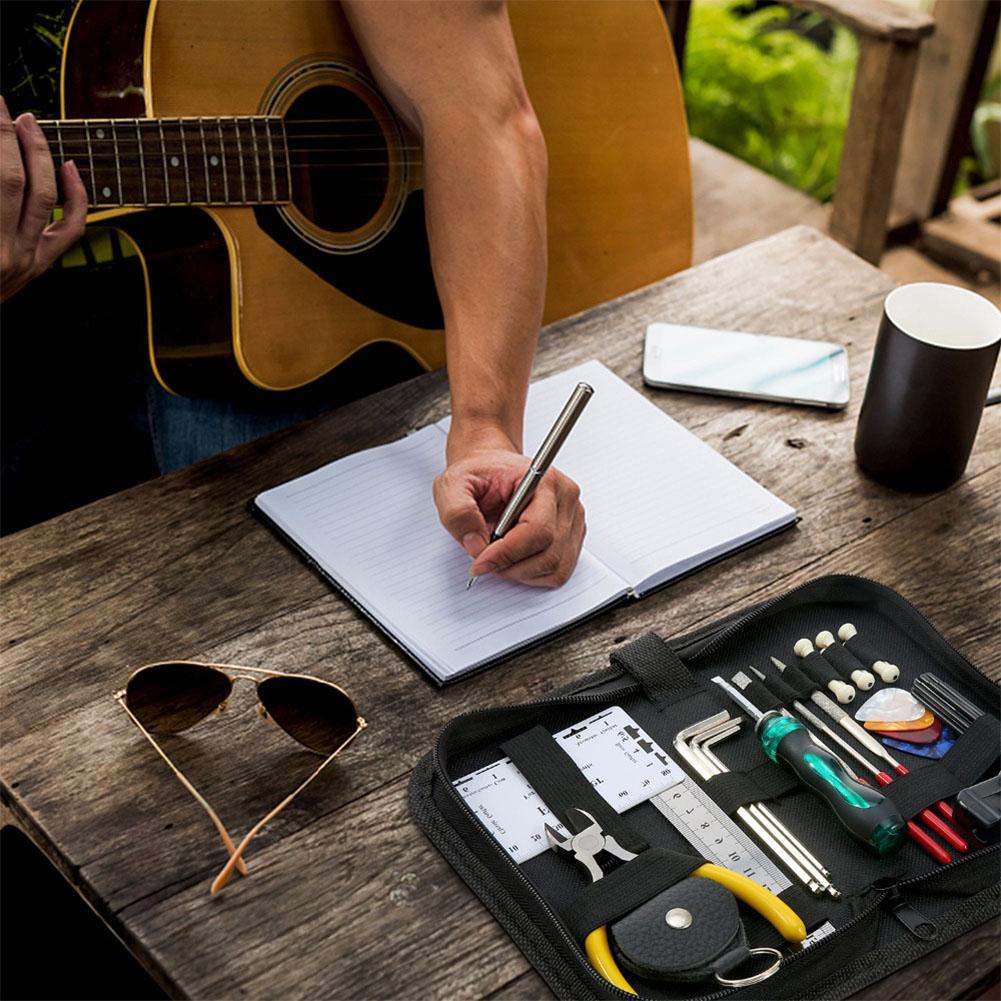 Guitar Repairing Tool Maintenance Cleaning Tool Kit String Organizer Action Ruler Gauge Measuring Tool for Guitar Ukulele