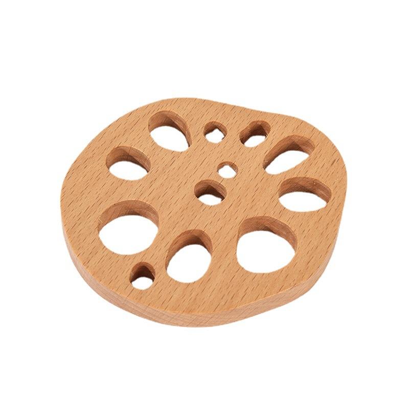 Cup Mat Wooden Placemat Tea Coffee Bar Cup Pad Lotus Root Slice Coasters Irregular Wood Cup Mat For Tea Party Home Decor Kitchen