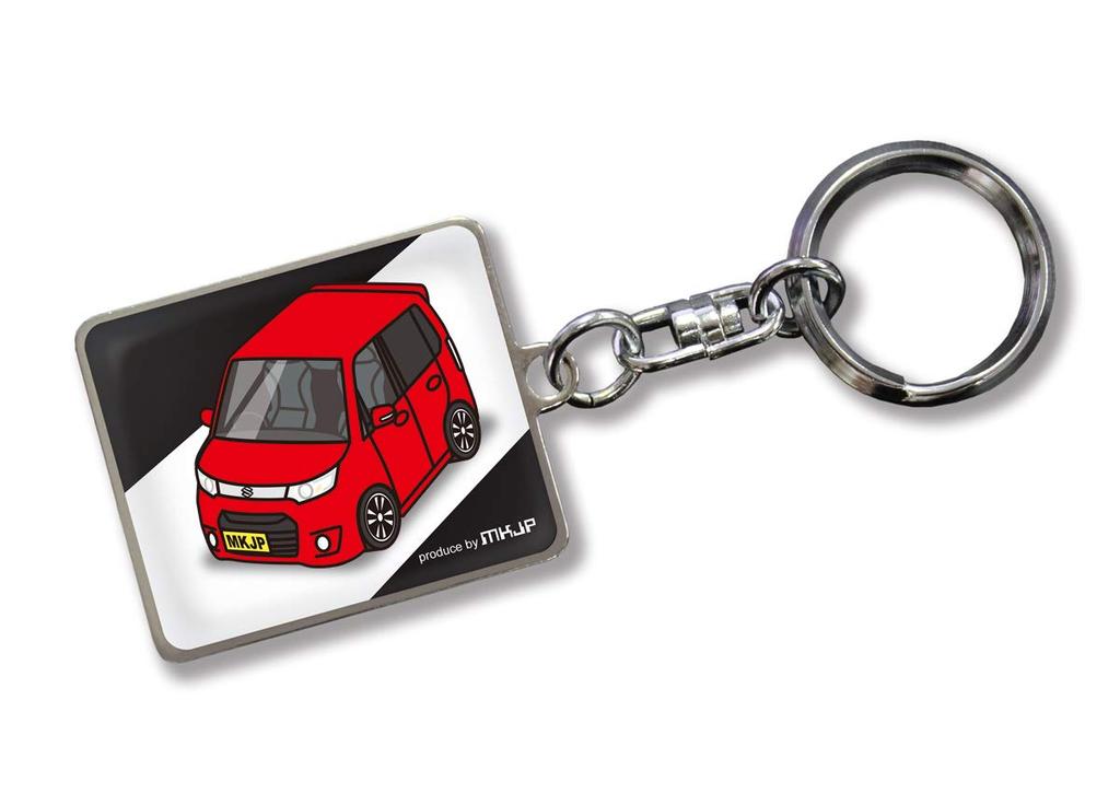 MKJP Custom Keychain for Suzuki Wagon R Stingray Black Red Car Color MH34S, Base,