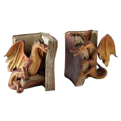 2 adet Reçine Ejderha Heykel Bookend Sanat El Sanatları Masaüstü Kitap Stoper Aksesuarları Çalışma Odası Ev için