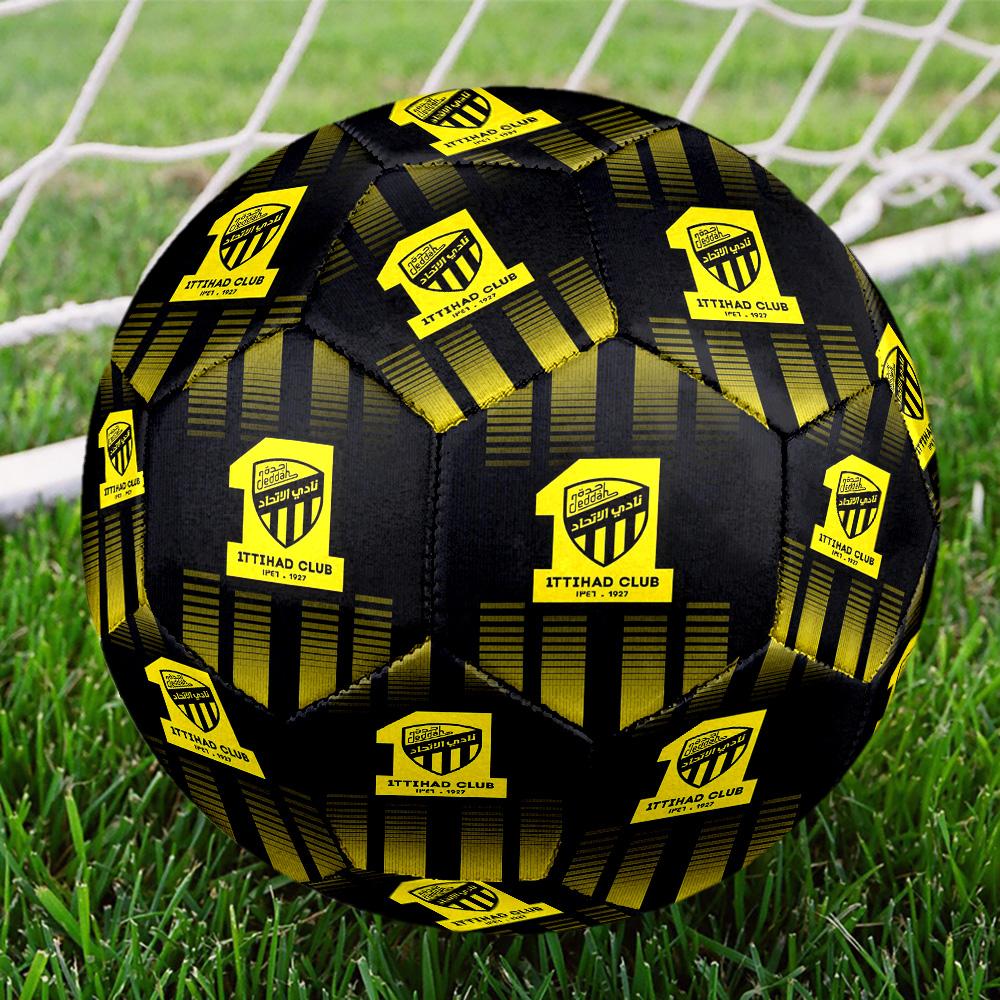 Al-Ittihad Club Indoor Soccer Ball Size 5 Colorful All Ages Machine Stitched PVC Competition Ready Durable High-Bounce