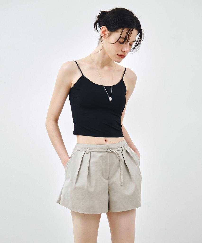 MONGDOL [Belt Set] Classic Double-Pleat Shorts Light Grey Mdpt079Lgray