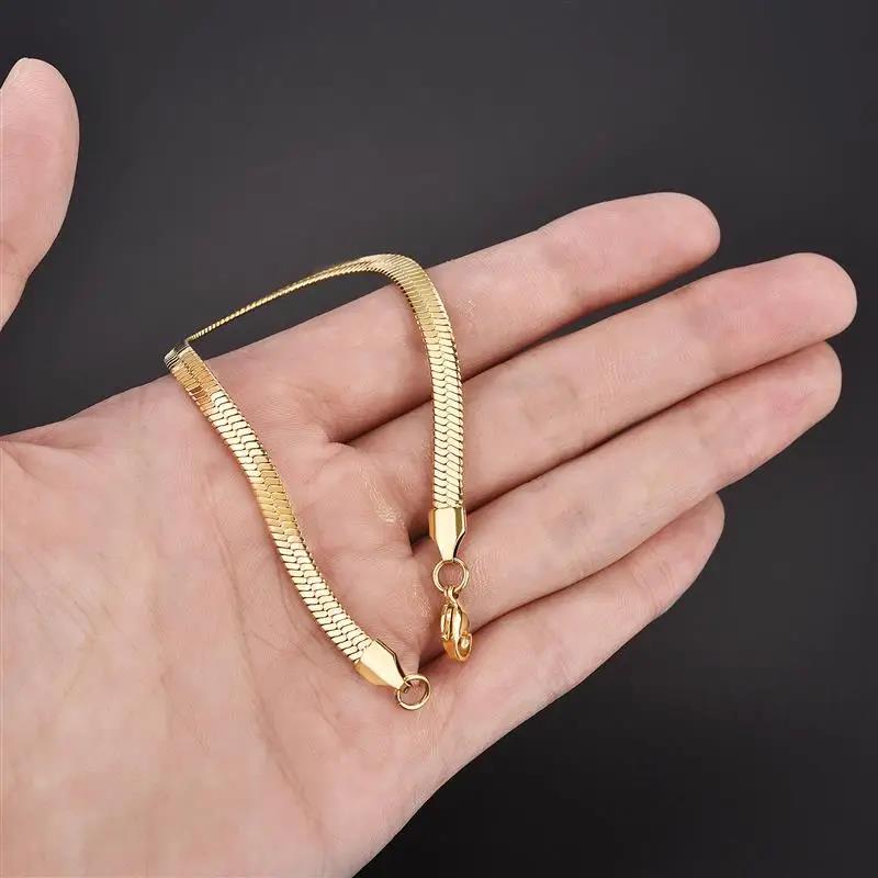 New 925 sterling silver 4MM Snake Chain Bracelet For Women Men Classic Gold Charm Bracelets Jewellery Wholesale Dropshipping