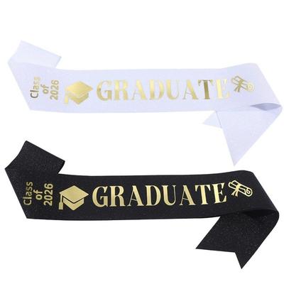 Class of 2026 2026 Graduation Sash Black White Decoration Congratulations Straps Glitter Unique Bachelor Sash