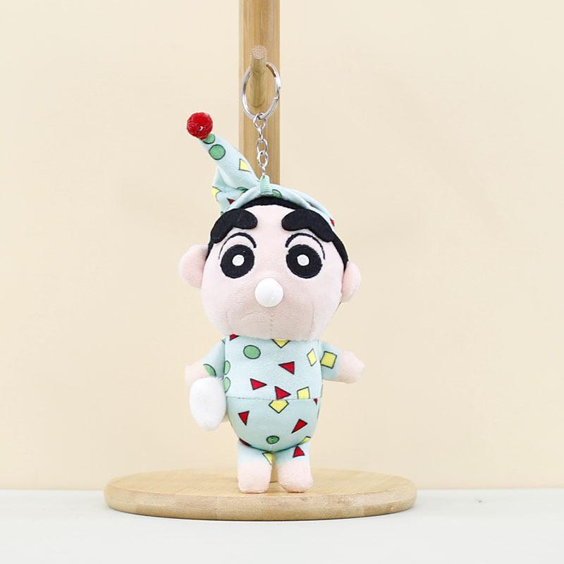 Cute Crayon Shin-chan Plush Keychain Adorable Soft Short Plush Toy Doll HatShin