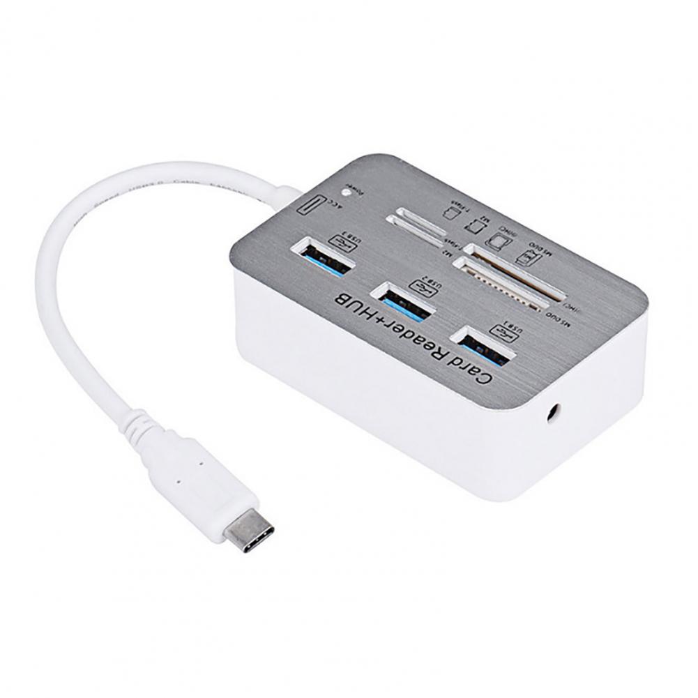 

USB 3.0 концентратор с кардридером, высокоскоростной 7-в-1 USB 3.0 концентратор-кардридер с универсальным адаптером для карт памяти для Windows, передача данных