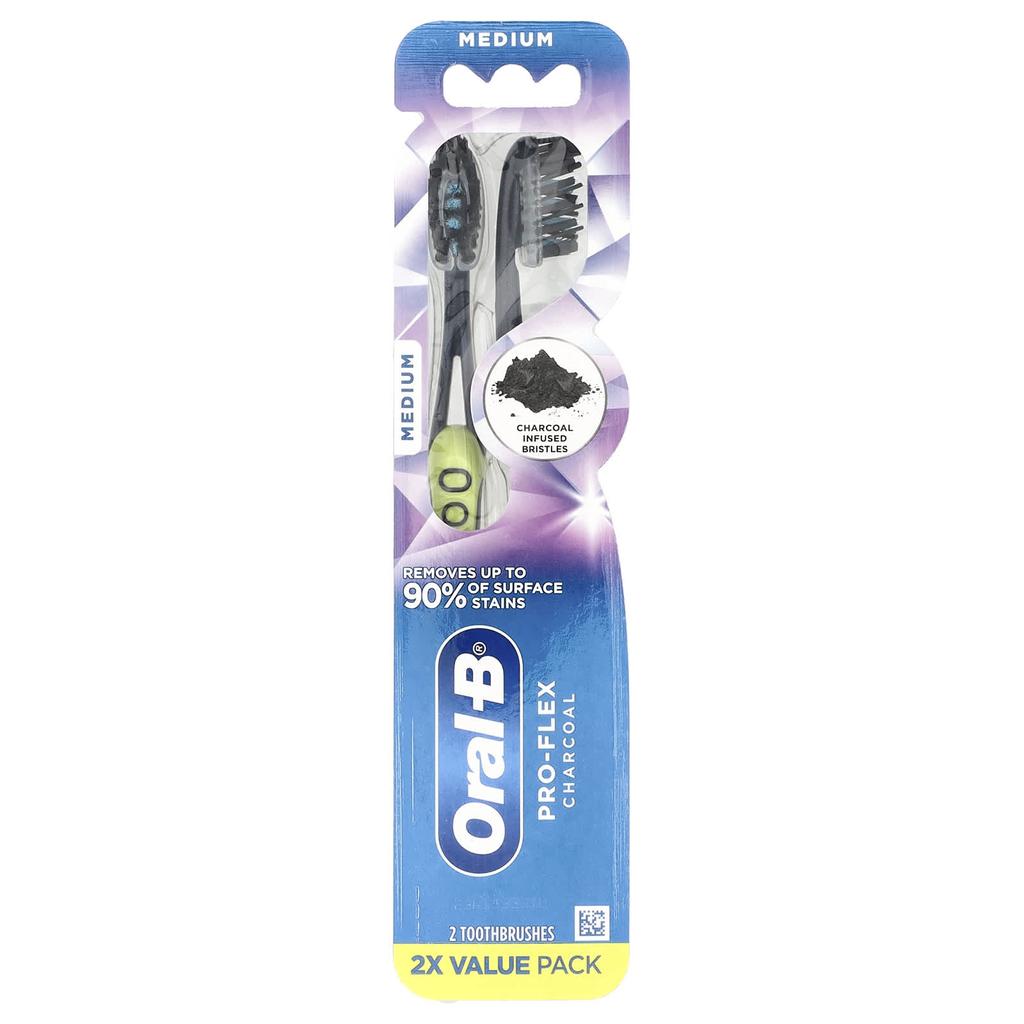Oral-B Pro-Flex Charcoal Toothbrush, Medium Bristles, 2 Pack