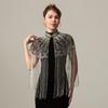 Luxury Long Tassels Indian Shawl with Beadwork And Soft Polyester Fabric Bohemian Fringe Evening Wrap