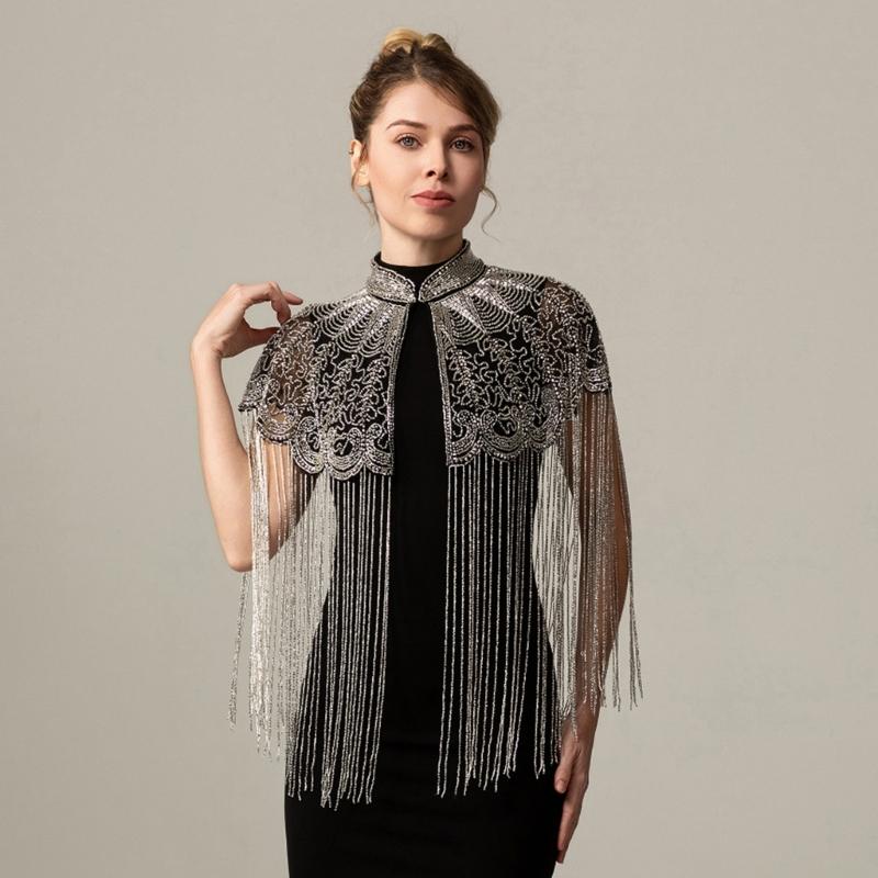 Luxury Long Tassels Indian Shawl with Beadwork And Soft Polyester Fabric Bohemian Fringe Evening Wrap
